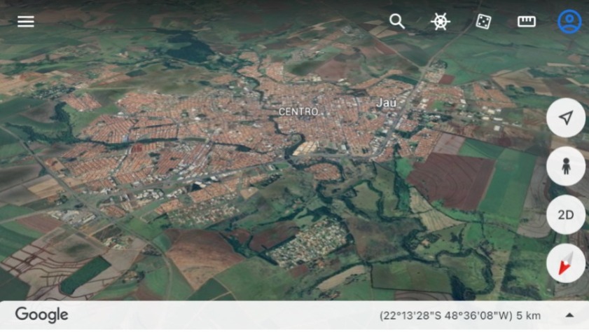 Foto do google earth com vista área da cidade de Jaú